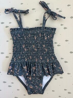 Rylee + Cru Navy One-Piece Swimsuit with Pink Floral Print